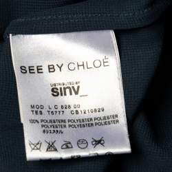 Pre Owned See by Chloe Midnight Blue Crepe Pleated Sailor Collar Blouse XL