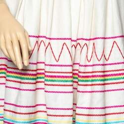 See by Chloe Cream Linen And Cotton Embroidered Draped Mini Dress XL