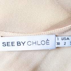 مملوكة مسبقًا توب سي باي كلوي حرير وردي فاتح نمط واسع مقاس صغير - سمول