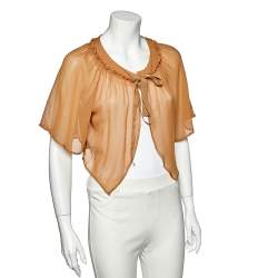 See by Chloe Beige Chiffon Tie Detail Cropped Shrug M