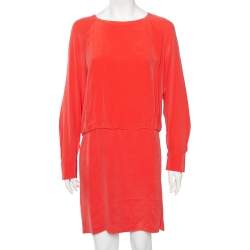 Pre Owned See by Chloe Coral Pink Silk Crepe Mini Dress S