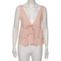 مملوكة مسبقًا See by Chloe Pink Plisse Knit Sleeveless Top S