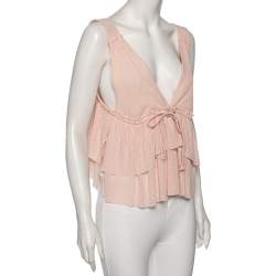 مملوكة مسبقًا See by Chloe Pink Plisse Knit Sleeveless Top S