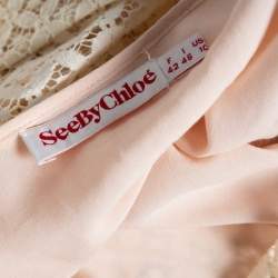 مملوكة مسبقًا See by Chloe Cream Boat Neck Floral Lace Top L