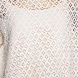 مملوكة مسبقًا See by Chloe Cream Boat Neck Floral Lace Top L