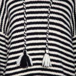See by Chloe Monochrome Striped Wool Knit Hooded Chunky Sweater M