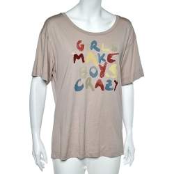 Pre Owned See by Chloe Pale Pink Printed Cotton Short Sleeve T-Shirt M