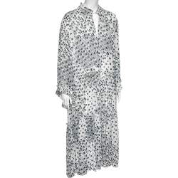 Pre Owned See by Chloe White Floral Printed Chiffon Tiered Maxi Dress L