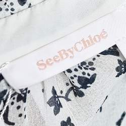 Pre Owned See by Chloe White Floral Printed Chiffon Tiered Maxi Dress L