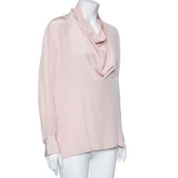 Pre Owned See by Chloe Blush Pink Silk Long Sleeve Blouse S 