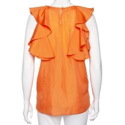 Pre Owned See by Chloe Orange Silk Ruffled Sleeve Top M