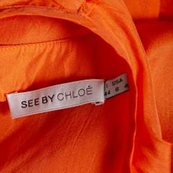Pre Owned See by Chloe Orange Silk Ruffled Sleeve Top M