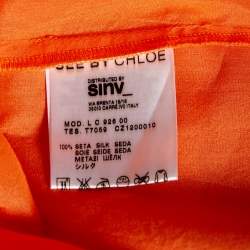 Pre Owned See by Chloe Orange Silk Ruffled Sleeve Top M