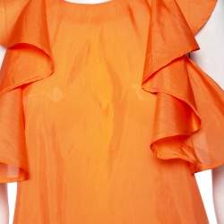 Pre Owned See by Chloe Orange Silk Ruffled Sleeve Top M