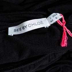 Pre Owned See by Chloe Black Jersey Cut-Out Back Detail Belted Mini Dress M