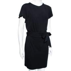 Pre Owned See by Chloe Black Jersey Cut-Out Back Detail Belted Mini Dress M