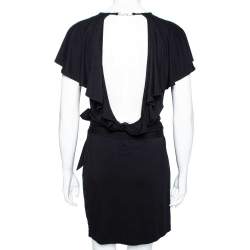 Pre Owned See by Chloe Black Jersey Cut-Out Back Detail Belted Mini Dress M