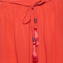 See by Chloe Coral Pink Silk Braided Tasseled Belt Detail Skirt M