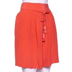 See by Chloe Coral Pink Silk Braided Tasseled Belt Detail Skirt M
