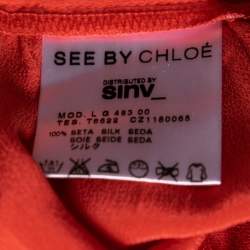 See by Chloe Coral Pink Silk Braided Tasseled Belt Detail Skirt M