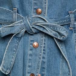 Pre Owned فستان بلا أكمام سي باي كلوي دنيم أزرق بأزرار أمامية بحزام مقاس كبير ( لارج )