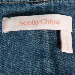 Pre Owned فستان بلا أكمام سي باي كلوي دنيم أزرق بأزرار أمامية بحزام مقاس كبير ( لارج )