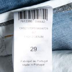 Pre Owned See by Chloe Blue Denim Cropped Pleated High Rise Jeans S