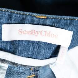 Pre Owned See by Chloe Blue Denim Cropped Pleated High Rise Jeans S