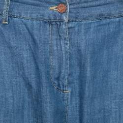 Pre Owned See by Chloe Blue Denim Cropped Pleated High Rise Jeans S