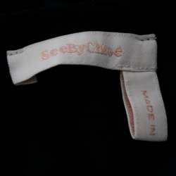 Pre Owned See by Chloe Navy Blue Cotton Ruffled Sleeve T-Shirt M