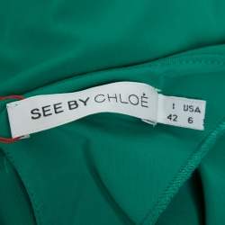 Pre Owned See by Chloe Green Jersey Draped Oversized Top M