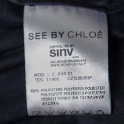 Pre Owned توب سي باي كلوي خامة صناعية أزرق كحلي بكشككشة وأزرار أمامية مقاس متوسط - ميديوم