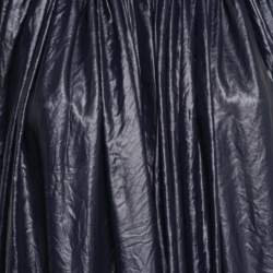 Pre Owned توب سي باي كلوي خامة صناعية أزرق كحلي بكشككشة وأزرار أمامية مقاس متوسط - ميديوم