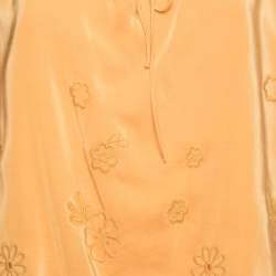 Pre Owned See by Chloe Yellow Crepe De Chine Floral Embroidered Sleeveless Top M