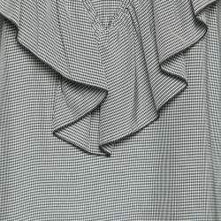 Pre Owned بلوزة سي باي كلوي طرف مكشكش كريب ميكرو كاروهات رصاصي مقاس كبير - لارج