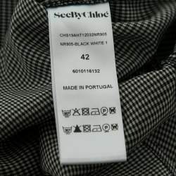 Pre Owned بلوزة سي باي كلوي طرف مكشكش كريب ميكرو كاروهات رصاصي مقاس كبير - لارج