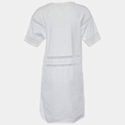 Pre Owned See by Chloe White Cotton Lace Insert Detail Midi Dress M