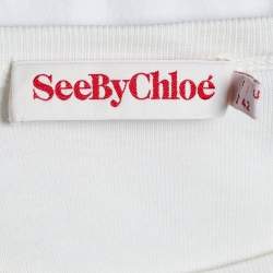 Pre Owned See by Chloe White Cotton Lace Insert Detail Midi Dress M