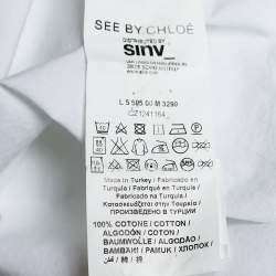 Pre Owned See by Chloe White Cotton Lace Insert Detail Midi Dress M