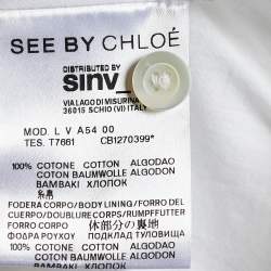See by Chloe White Cotton Pleated Trim Shirt Dress L