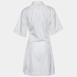 See by Chloe White Cotton Pleated Trim Shirt Dress L