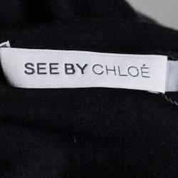 مملوكة مسبقًا See by Chloe Black Jersey Asymmetric Draped Tie Up Dress M