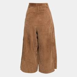 Pre Owned See by Chloe Brown Corduroy Cotton Cropped Wide Pants L