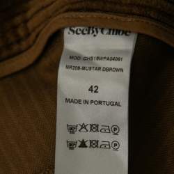Pre Owned See by Chloe Brown Corduroy Cotton Cropped Wide Pants L