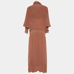 مملوكة مسبقًا See by Chloe Dusty Pink Crepe Ruched Maxi Dress M