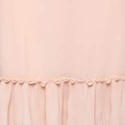 Pre Owned See by Chloe Pink Chiffon Embroidered Hem Detail Midi Skirt L