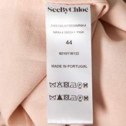 Pre Owned See by Chloe Pink Chiffon Embroidered Hem Detail Midi Skirt L