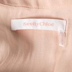 Pre Owned See by Chloe Pink Chiffon Embroidered Hem Detail Midi Skirt L