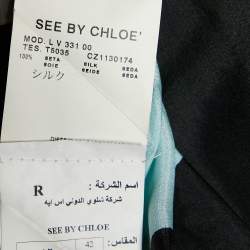 Pre Owned See by Chloe Black Abstract Print Silk Long Sleeve Tunic Dress L