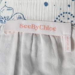 Pre Owned See by Chloe White & Blue Printed Cotton Dress L